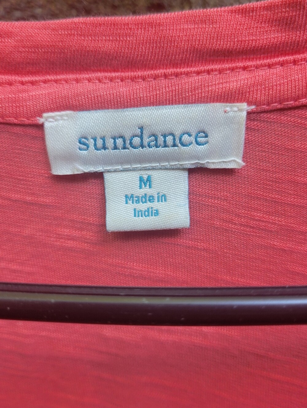 Sundance catalog women's embroidered layered flutter sleeve coral pink Tshirt M - Picture 2 of 14